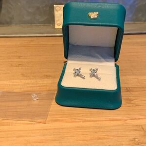 Moissanite Cross Earrings NIB